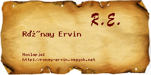 Rónay Ervin névjegykártya